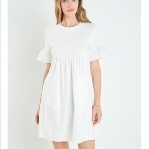 English Factory Mini Dress Cotton Terry In White size Medium